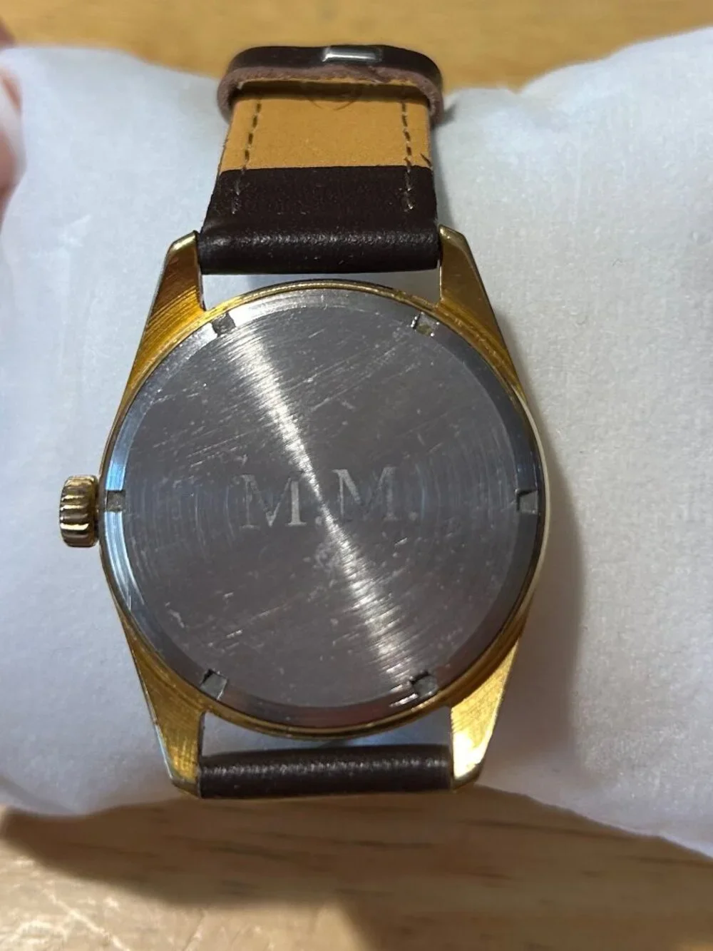 NWI Mens Prim Elegant Brown Leather Band Gold-Plated Mechanical Wristwatch